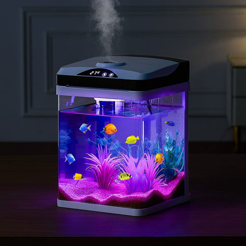 2-Gallon Smart Square Aquarium – 7-Color LED & Self-Cleaning System